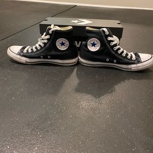 Black and White Converse. Size 9.5. Used only indoors.